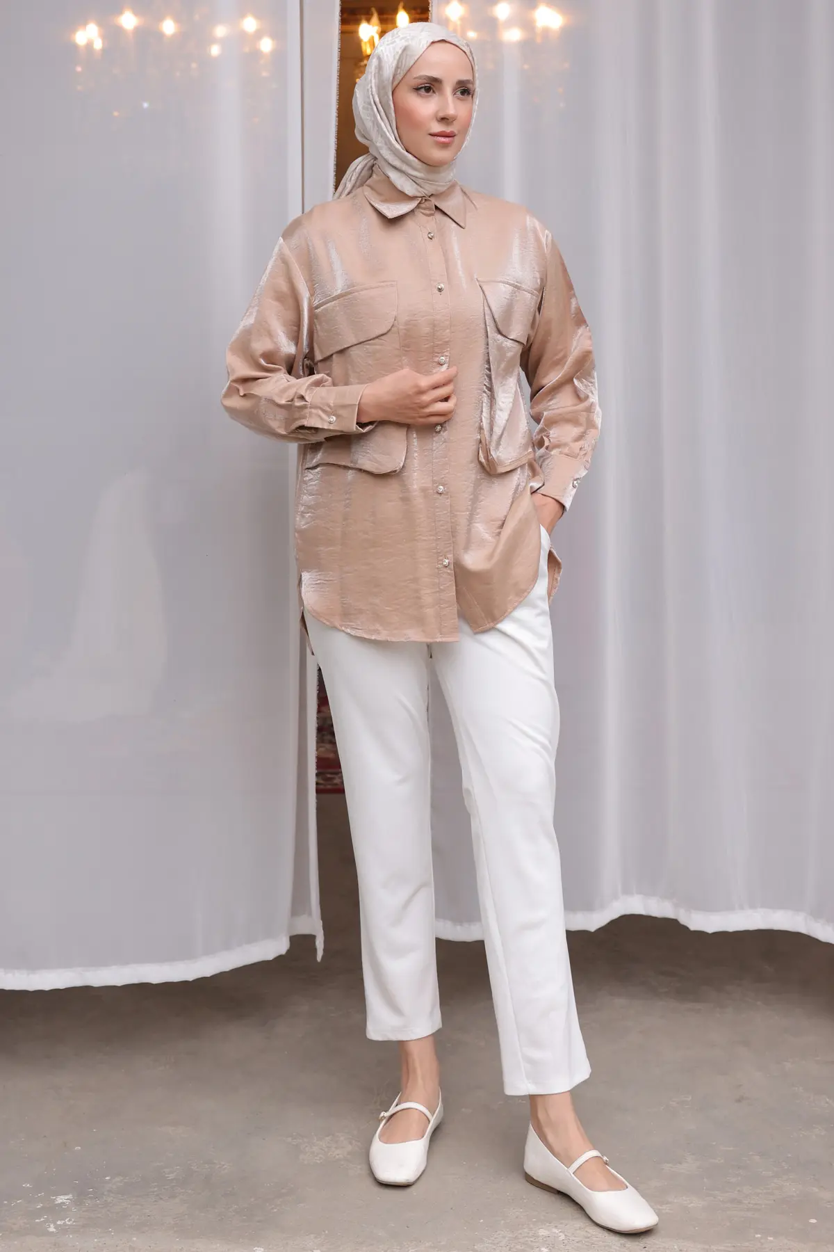 Women's Big Pocket Detailed Shirt-detail