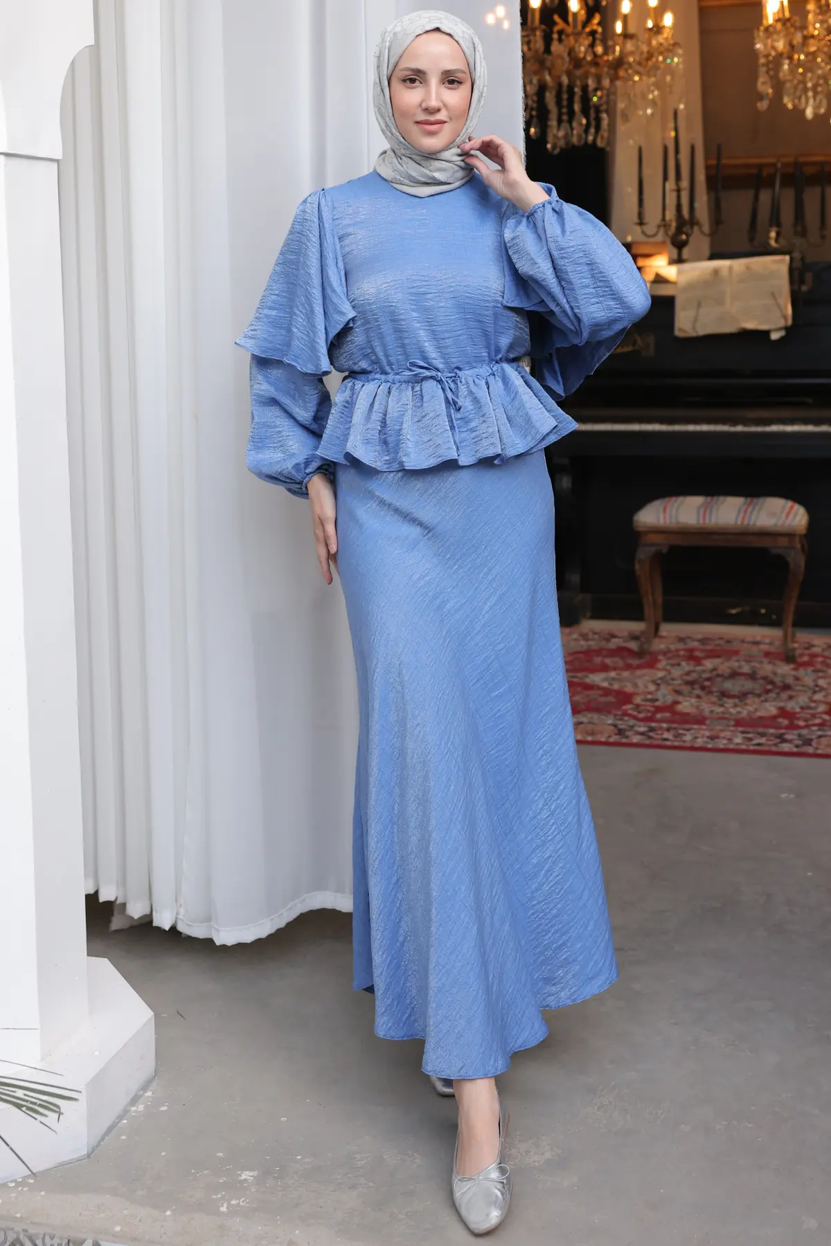 Women's Gathered Waist Skirt Suit-detail