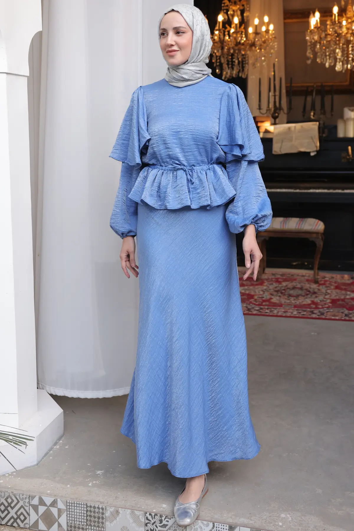 Women's Gathered Waist Skirt Suit-detail