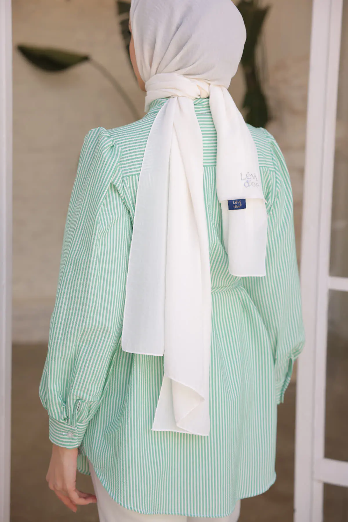 Women's Striped Shirt With Rope Detail On The Waist-detail