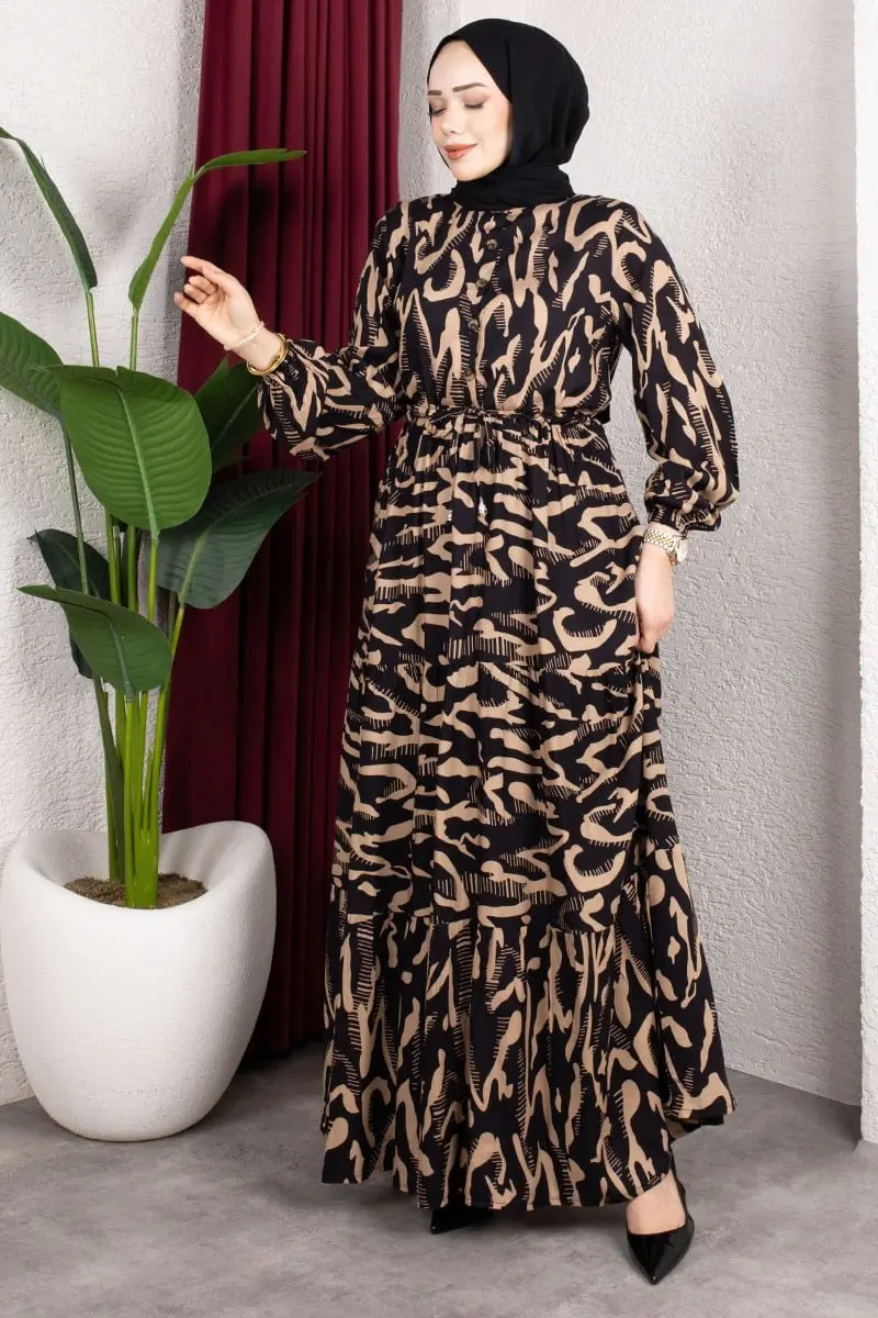 Zebra Pattern Viscose Dress-detail