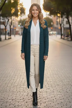 Zigzag Patterned Long Knit Cardigan