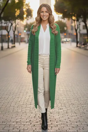 Zigzag Patterned Long Knit Cardigan