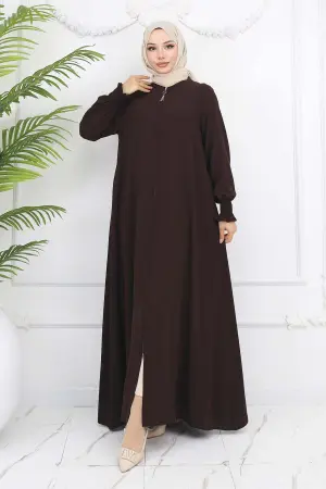 Zippered Abaya With Gipel Sleeves