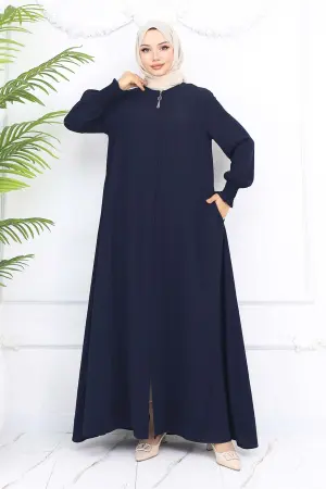 Zippered Abaya With Gipel Sleeves
