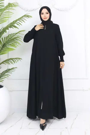 Zippered Abaya With Gipel Sleeves