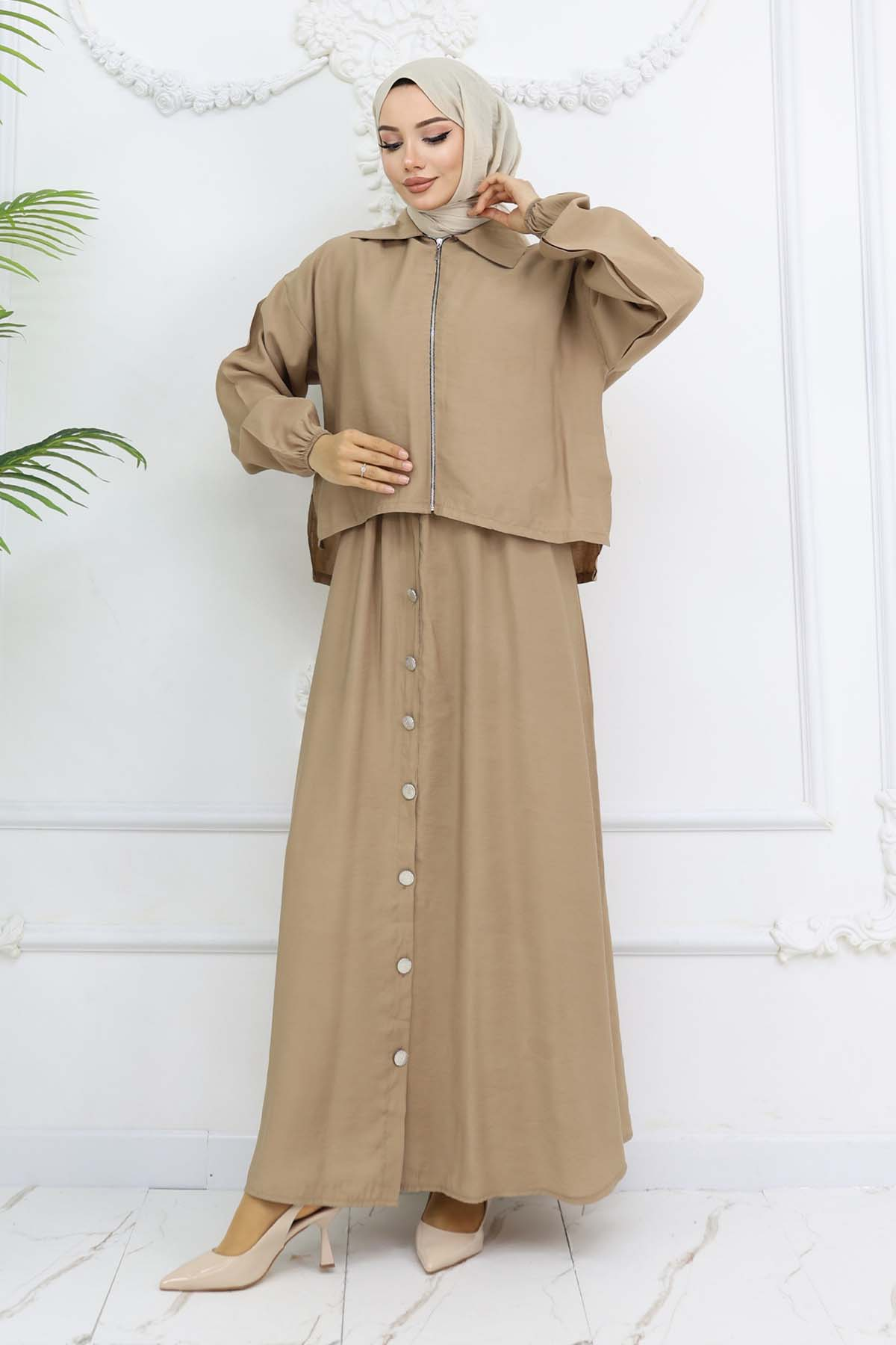 Zippered Jacket Dress Suit