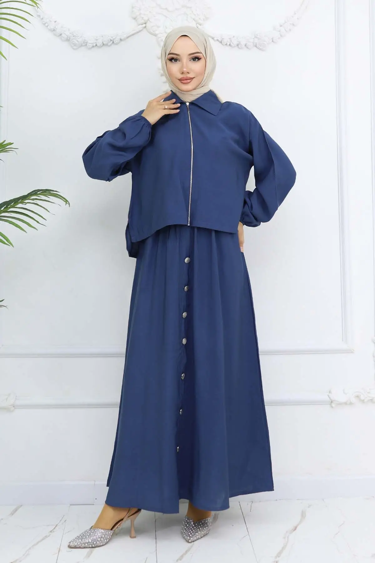 Zippered Jacket Dress Suit
