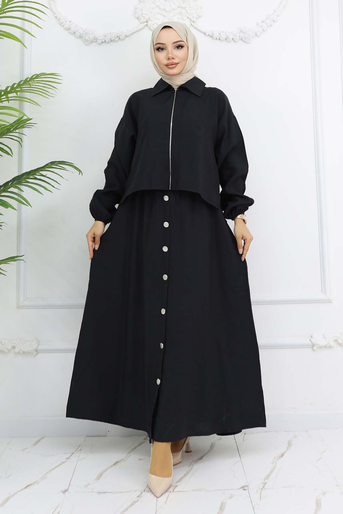 Zippered Jacket Dress Suit