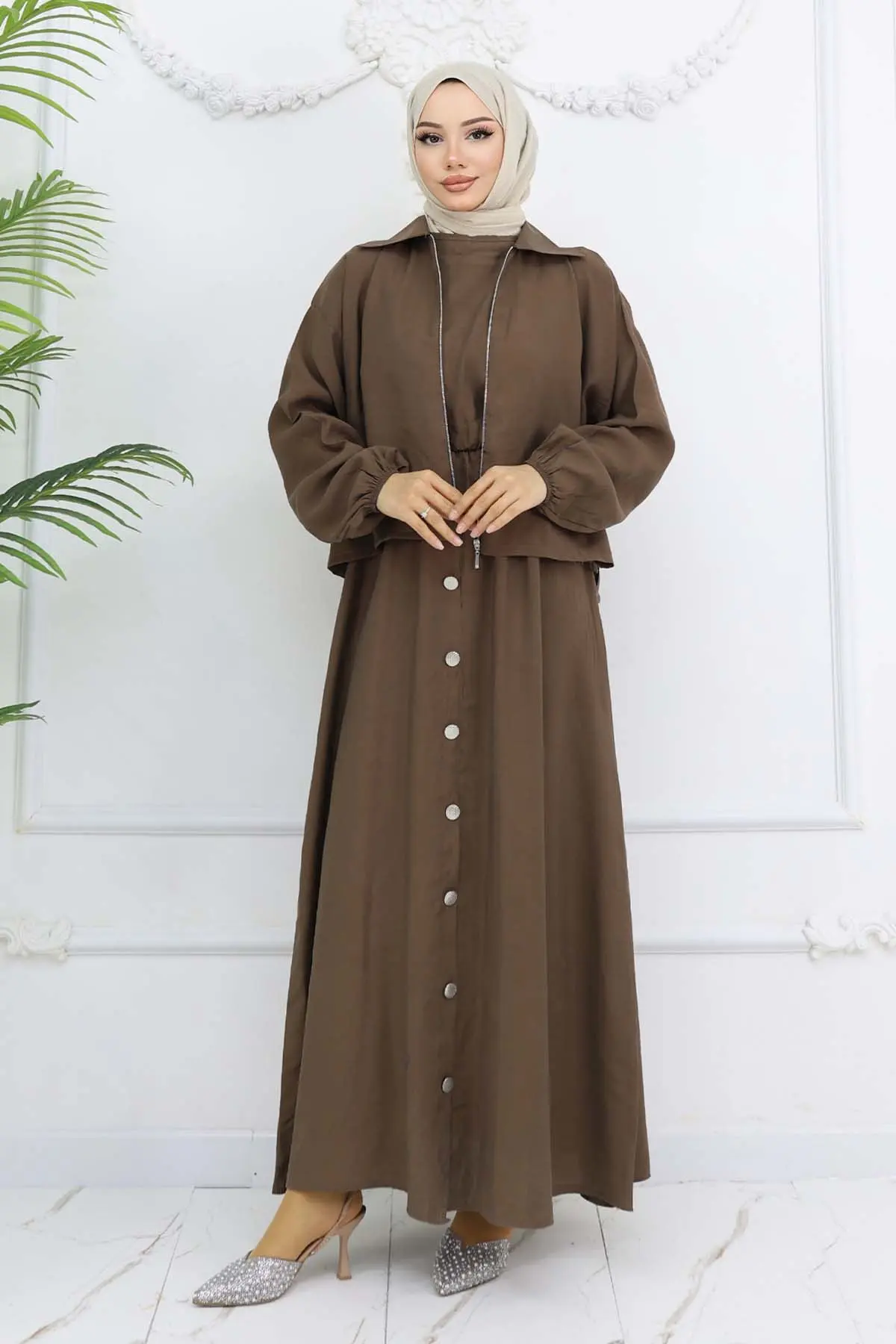 Zippered Jacket Dress Suit-detail