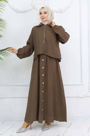 Zippered Jacket Dress Suit