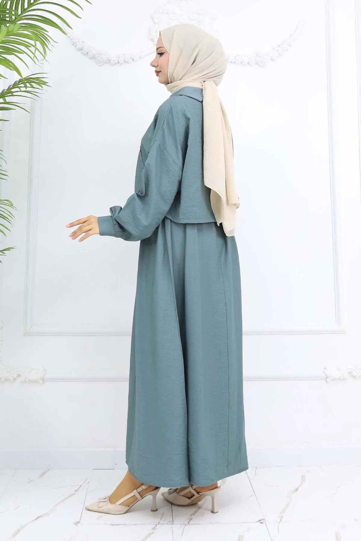 Zippered Jacket Vest Hijab Suit-detail