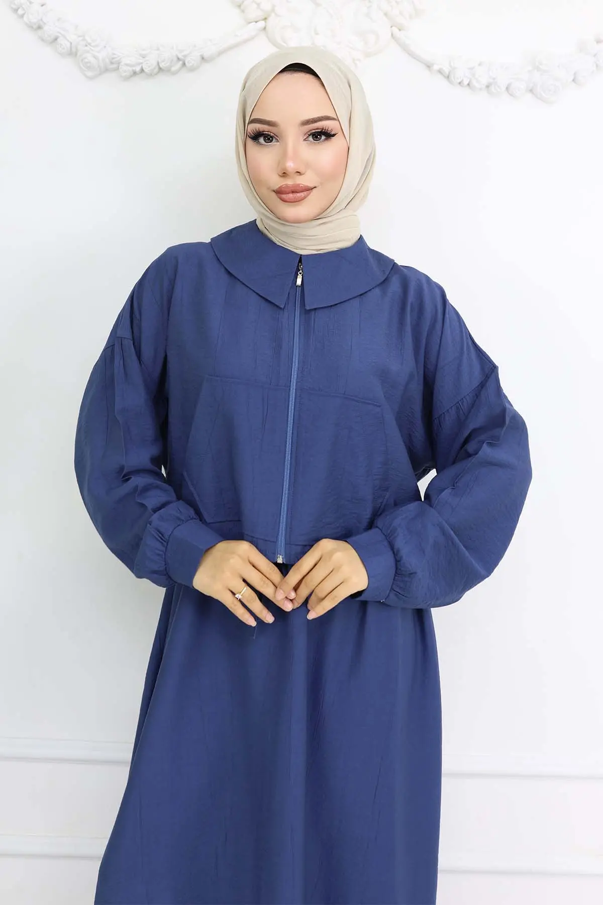 Zippered Jacket Vest Hijab Suit-detail