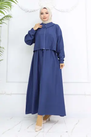 Zippered Jacket Vest Hijab Suit