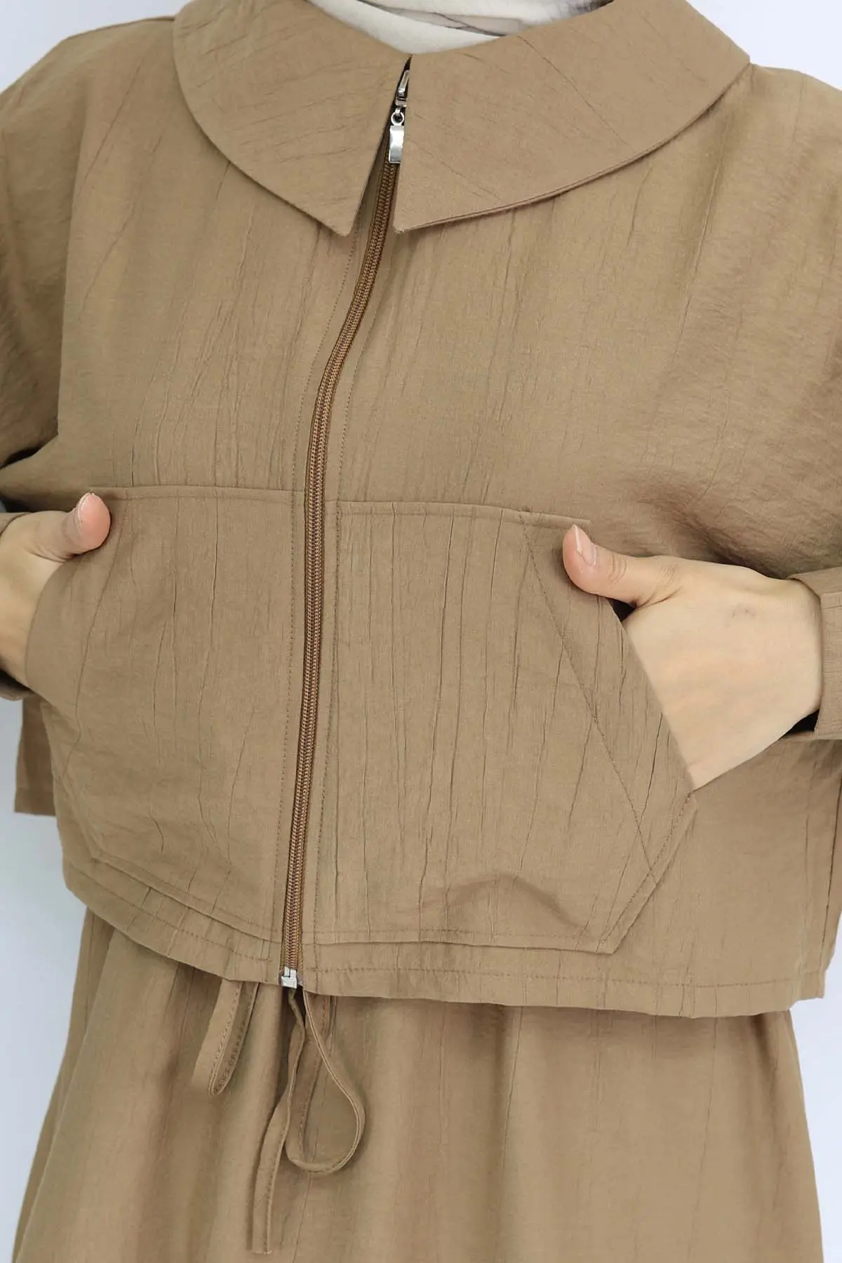 Zippered Jacket Vest Hijab Suit-detail
