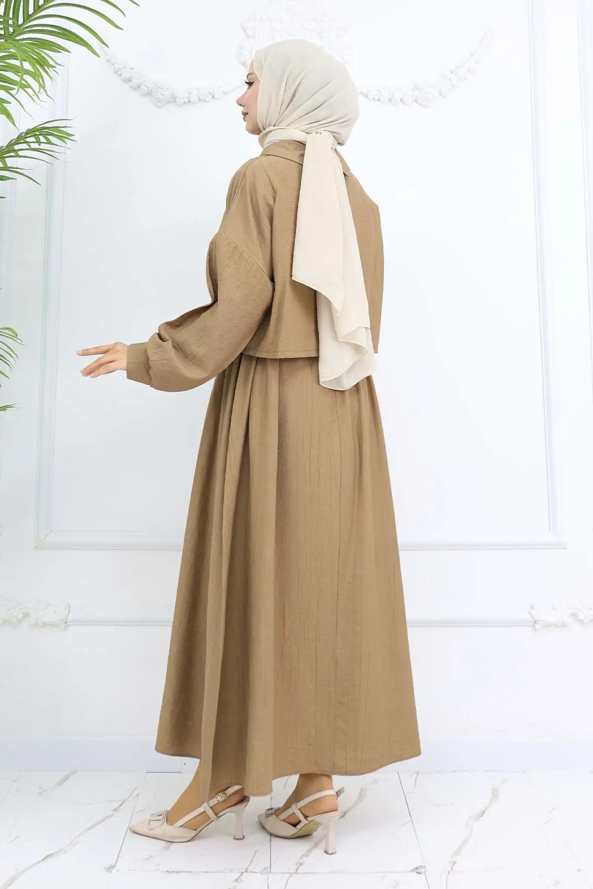 Zippered Jacket Vest Hijab Suit-detail