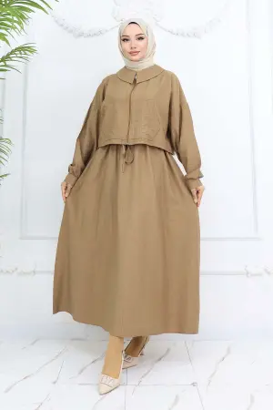 Zippered Jacket Vest Hijab Suit